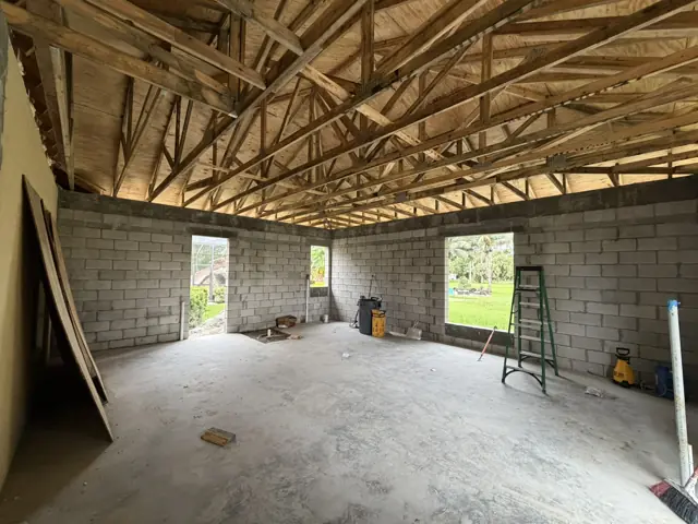Completed addition interior with trusses — Palm Beach Gardens, FL