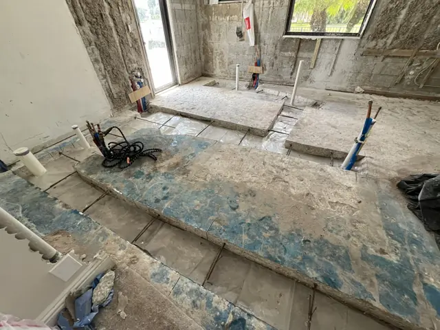 Slab cut for plumbing relocation — Boca Raton, FL